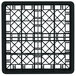A black Vollrath Traex glass rack with a square grid pattern.