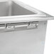 An APW Wyott drop-in hot food well with three open stainless steel pans.