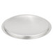 A silver circular Vollrath pot / pan cover with a Torogard handle on a white background.