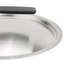 A silver Vollrath domed aluminum pan cover with a Torogard handle.