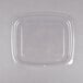 A Dart clear plastic rectangular lid on a clear plastic container.