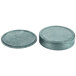 Two green plastic round HS Inc. polyethylene tortilla servers with lids.