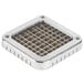 A metal square with holes, the Choice Prep 3/8" Blade Assembly for French Fry Cutters.
