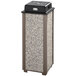 Rubbermaid FGR40WU6000 Aspen Architectural Bronze with Glacier Gray Stone Panels Square Steel Cigarette Receptacle with Weather Shield Main Thumbnail 1