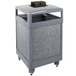Rubbermaid FGR48HTWU2000PL Aspen Hinged-Top Gray with Dove Gray Stone Panels Square Steel Waste Receptacle with Weather Urn and Rigid Plastic Liner 48 Gallon Main Thumbnail 1