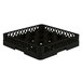 A black plastic Vollrath glass rack with 16 compartments.