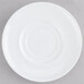 A white Arcoroc bouillon saucer with a circular design on a white background.