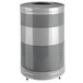 Rubbermaid FGS55ETSMPLBK Classics Silver Metallic Round Steel Drop Top Waste Receptacle with Levelers and Rigid Plastic Liner 51 Gallon Main Thumbnail 1