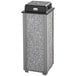 Rubbermaid FGR40WU2000 Aspen Gray with Dove Gray Stone Panels Square Steel Cigarette Receptacle with Weather Shield Main Thumbnail 1