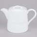An Arcoroc white teapot with a lid.