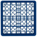 A blue Vollrath glass rack with a square grid pattern.