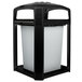 Rubbermaid FG397001BLA Landmark Series Classic Container Black Square Polycarbonate Dome Top Frame with Ashtray and FG395800 Rigid Plastic Liner 35 Gallon Main Thumbnail 2