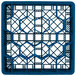 A Vollrath Royal Blue plastic rack with hexagon compartments.