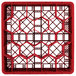 A red plastic Vollrath Traex rack with hexagons.