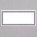 A rectangular white paper deli tag with a black checkered border.