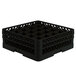 A Vollrath black plastic glass rack with six compartments.