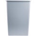 A gray rectangular plastic bin with a white lid.