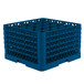 A Vollrath Traex royal blue plastic rack with 25 compartments.