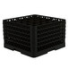 A black plastic Vollrath Traex glass rack with 25 compartments.