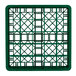 A green plastic crate with 25 compartments and a grid pattern.