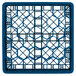 A blue Vollrath Traex glass rack with a grid pattern.