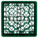A green plastic Vollrath Traex rack with hexagonal compartments.