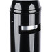 A black cylinder with a silver top, the Rubbermaid Black Round Aluminum Cigarette Receptacle.