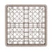 A beige plastic Vollrath Traex glass rack with a grid pattern and 36 compartments.