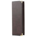 A brown leather rectangular Menu Solutions menu cover.