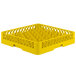 A Vollrath yellow plastic dish rack with 30 compartments.