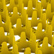 A close up of a Vollrath Traex yellow plastic glass rack with 30 compartments.