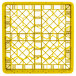 A yellow Vollrath Traex rack for 30 glasses with a grid pattern.