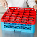 Carlisle RG25-2C410 OptiClean 25 Compartment Red Color-Coded Glass Rack with 2 Extenders Main Thumbnail 1
