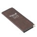 A brown leather-like Royal Select menu cover with silver trim.