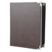 A brown leather Menu Solutions Royal Select booklet cover with silver corners.