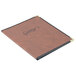 A brown leather Menu Solutions Royal Select 4 view booklet menu cover with the word "George's" on it.