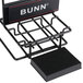 A black metal Bunn airpot rack with two tiers.