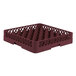 A Vollrath purple plastic dish rack with 36 compartments.