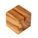 An American Metalcraft olive wood square table card holder with two holes.