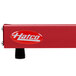 A red rectangular Hatco heated shelf warmer with a logo on it.