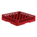 A red Vollrath Traex glass rack with a grid pattern.