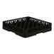A Vollrath black plastic glass rack with 36 compartments.