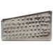 A rectangular stainless steel sugar caddy with hammered dots on the surface.