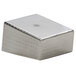 A rectangular silver stainless steel sugar caddy with a hammered finish.