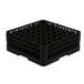 A black plastic Vollrath Traex glass rack with 49 compartments.