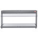 A gray Hatco countertop buffet warmer with glass shelves.