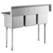 Regency 54" 16-Gauge Stainless Steel Three Compartment Commercial Sink with Galvanized Steel Legs and without Drainboards - 15" x 15" x 12" Bowls Main Thumbnail 4