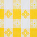 A yellow and white checkered Intedge vinyl table cover.
