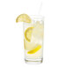 A customizable Arcoroc cooler glass of lemonade with ice and a lemon slice.