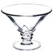 A clear glass Arcoroc dessert dish with a twisty base.